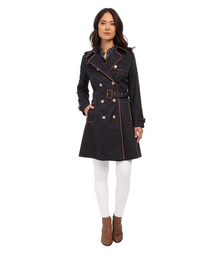 Lauren By Ralph Lauren - Trench With Faux Leather Piping