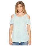 Mod-o-doc - Tie-dye Rayon Spandex Slub Jersey Flounce Cold Shoulder Top