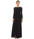 Vince Camuto - Long Sleeve Beaded Gown W/ Front Drape