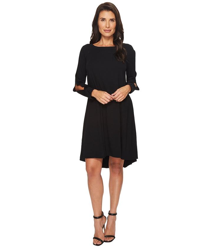 Mod-o-doc - Cotton Modal Spandex Jersey Split Sleeve Swing Dress With Lace Trim