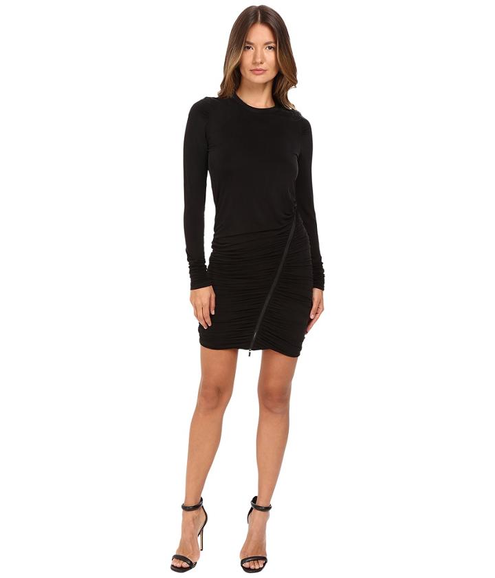 The Kooples - Long Sleeve Dress Round Neck Zip Along The Skirt
