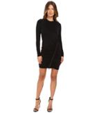 The Kooples - Long Sleeve Dress Round Neck Zip Along The Skirt