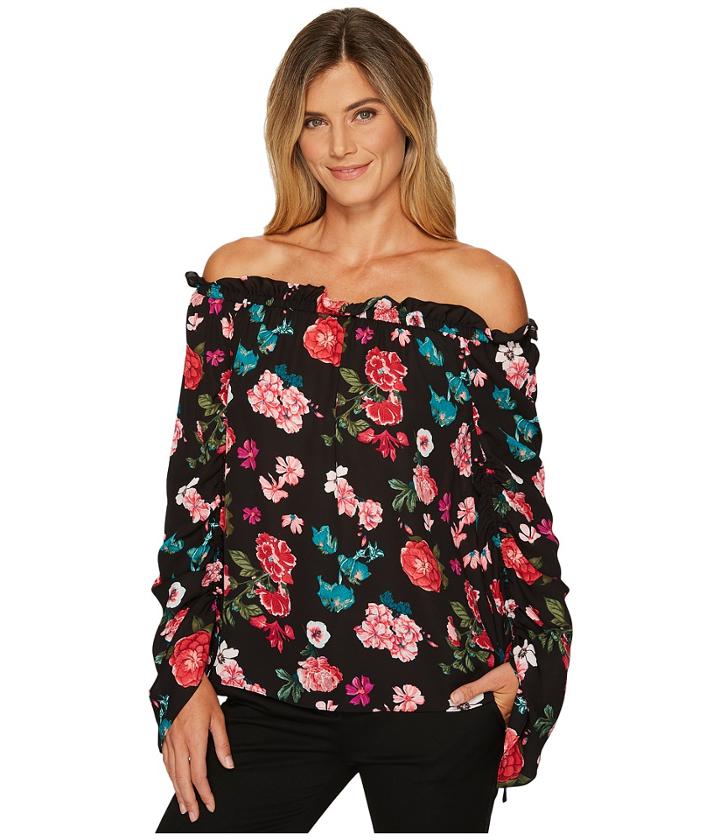Vince Camuto - Off Shoulder Floral Heirloom Ruched Sleeve Blouse