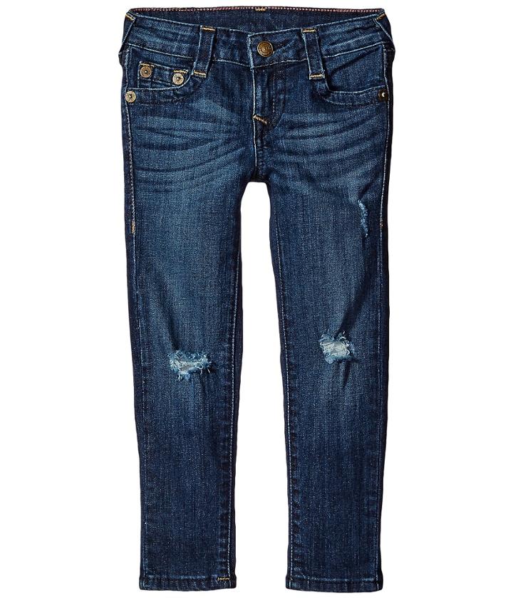 True Religion Kids - Casey Midnight Gold Lurex Single End Jeans In Biker Blue