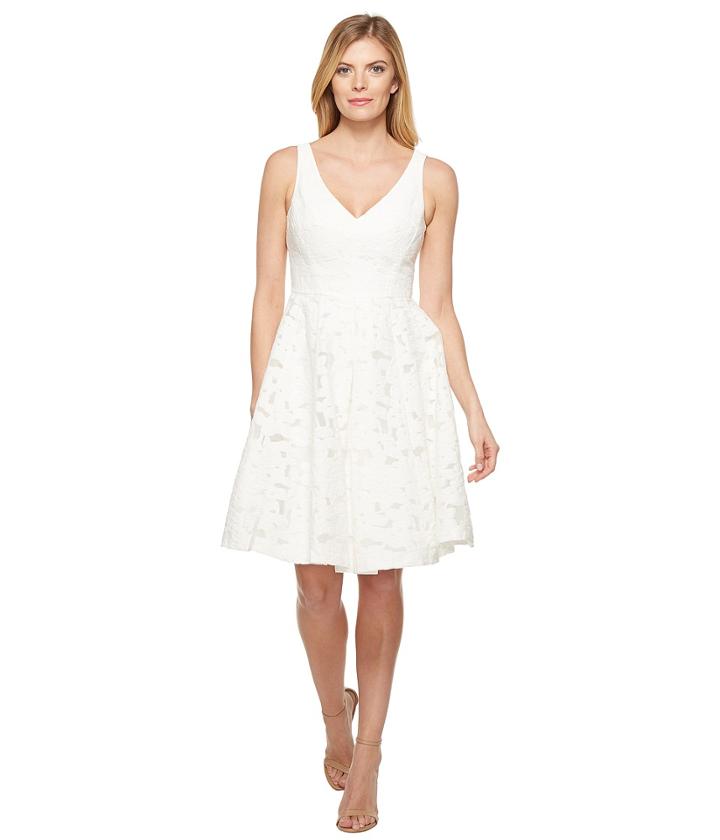 Maggy London - Sheer Blossom Burnout Fit And Flare Dress