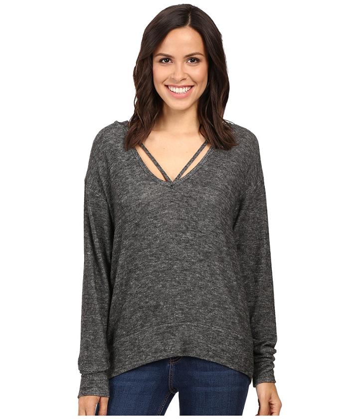 Lna - Deep V Strappy Hoodie