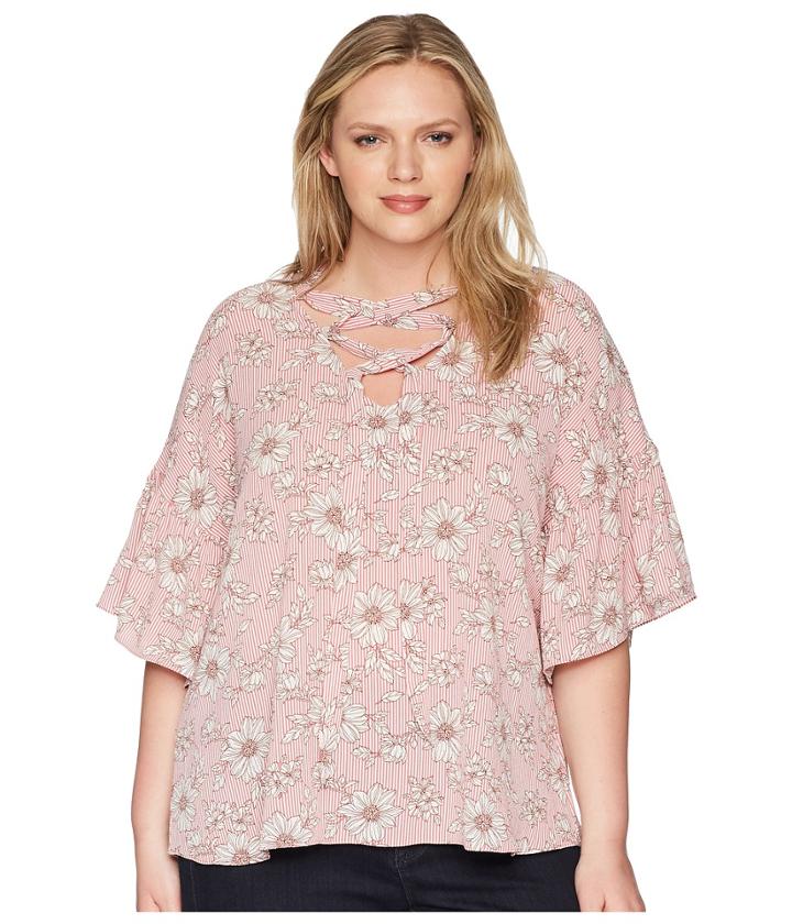 B Collection By Bobeau - Plus Size Willa Lattice Tie Blouse