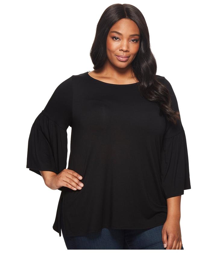 Karen Kane Plus - Plus Size Bell Sleeve Side-slit Top