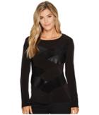 Calvin Klein - Long Sleeve Faux Leather And Suede Mix Top