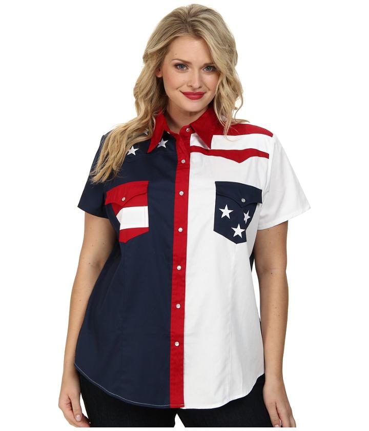 Roper - Plus Size Americana Pieced Color Block Top