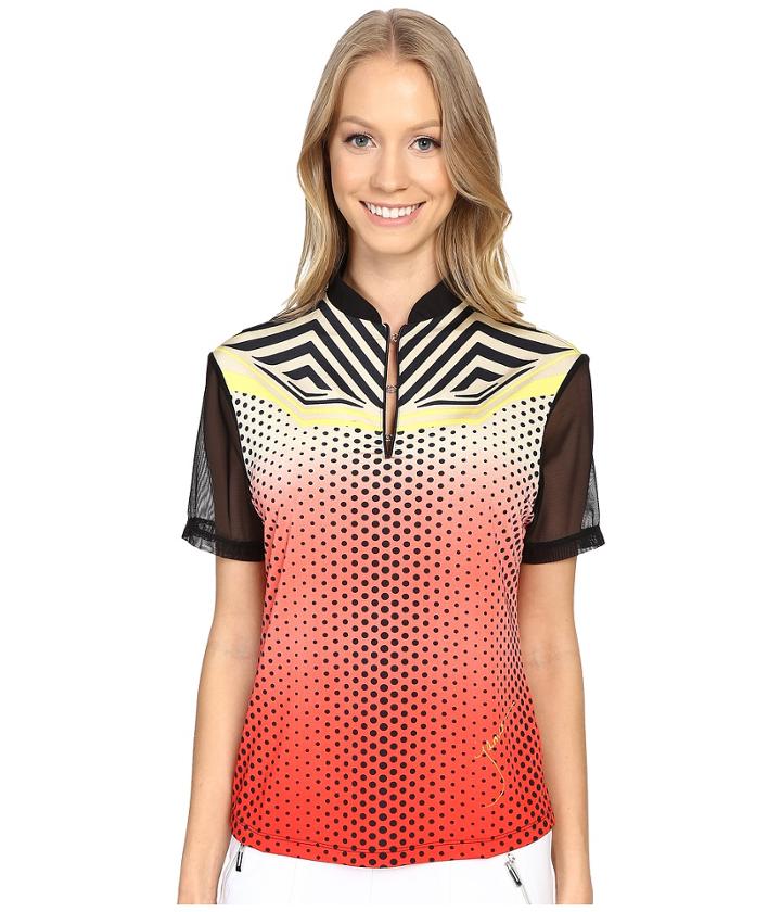 Jamie Sadock - Techno Dots Short Sleeve Top With Mesh Panel At Back Shoulders
