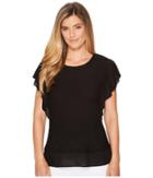 Two By Vince Camuto - Ruffle Sleeve Mixed Media Top