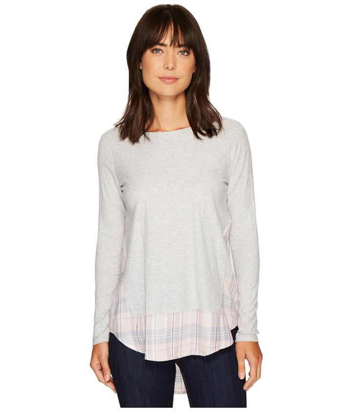 Two By Vince Camuto - Long Sleeve Mixed Media Plaid Daydream Top