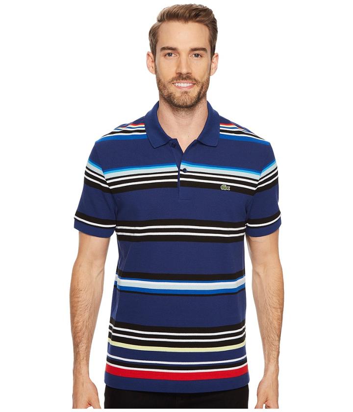 Lacoste - Short Sleeve Mouline Striped Heavy Pique Jaspe Polo - Regular Fit