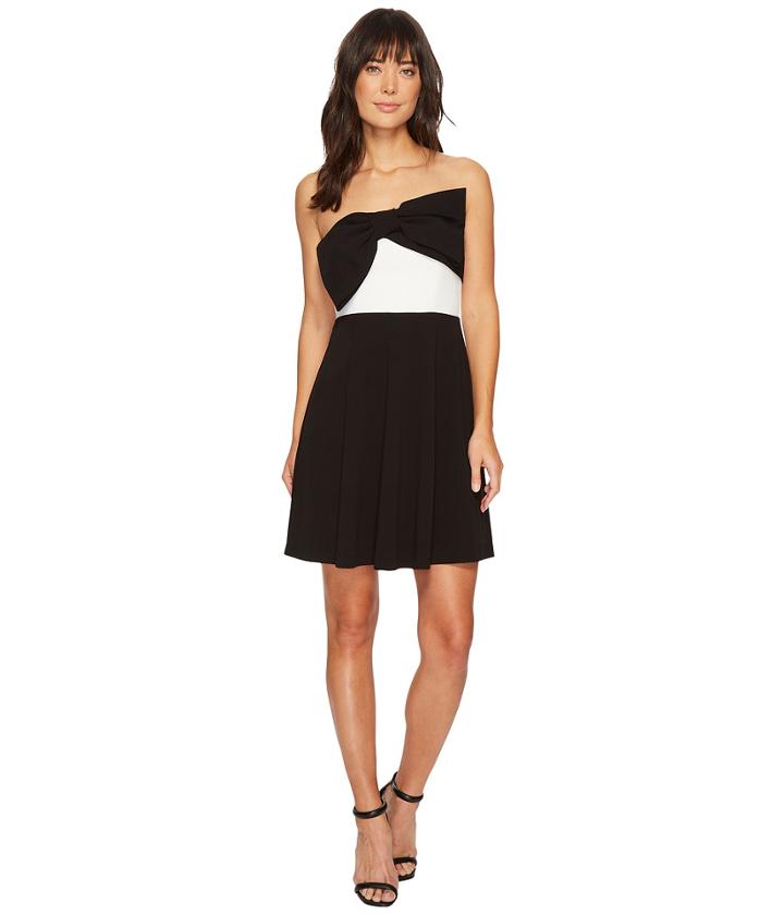 Cece - Strapless Color Blocked Scuba Dress W/ Bow