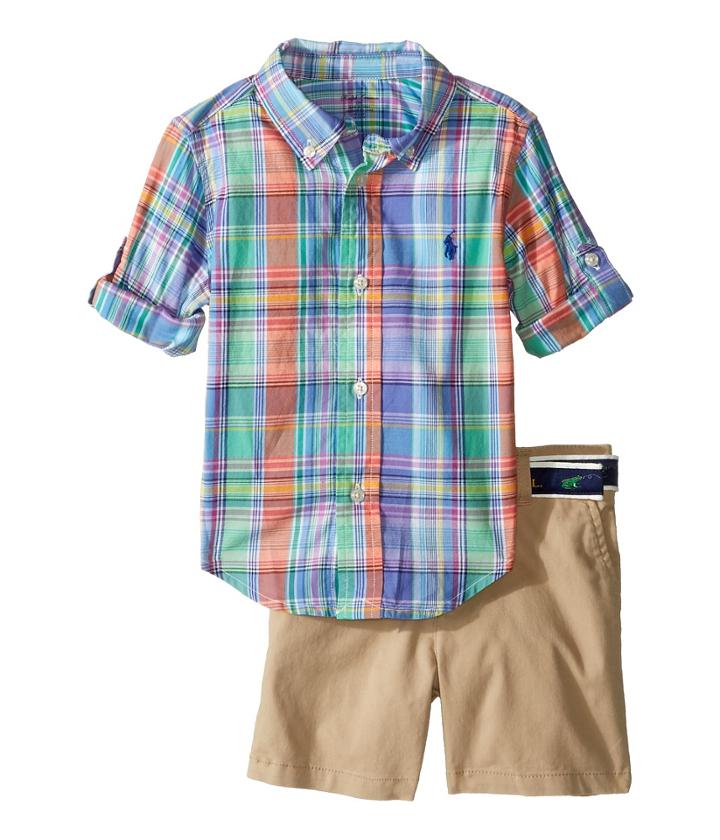 Ralph Lauren Baby - Yarn-dyed Madras Plaid Shorts Set
