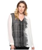 Calvin Klein Plus - Plus Size Printed Long Sleeve Blouse With Pleat