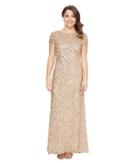 Adrianna Papell - Petite Short Sleeve Scoop Back Long Beaded T-shirt Gown