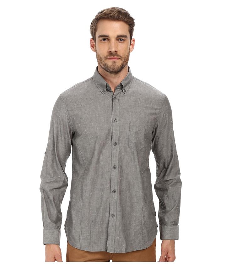 John Varvatos Star U.s.a. Roll Up Sleeve Shirt W/ Button-down Collar Single Pocket