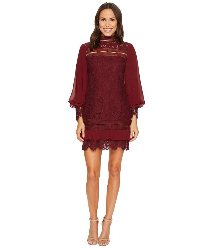 Laundry By Shelli Segal - Lace Sheath Dress With Tie Sleeve Details