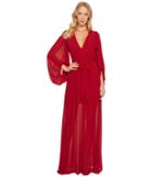 Halston Heritage - Full Sleeve V-neck Plisse Gown