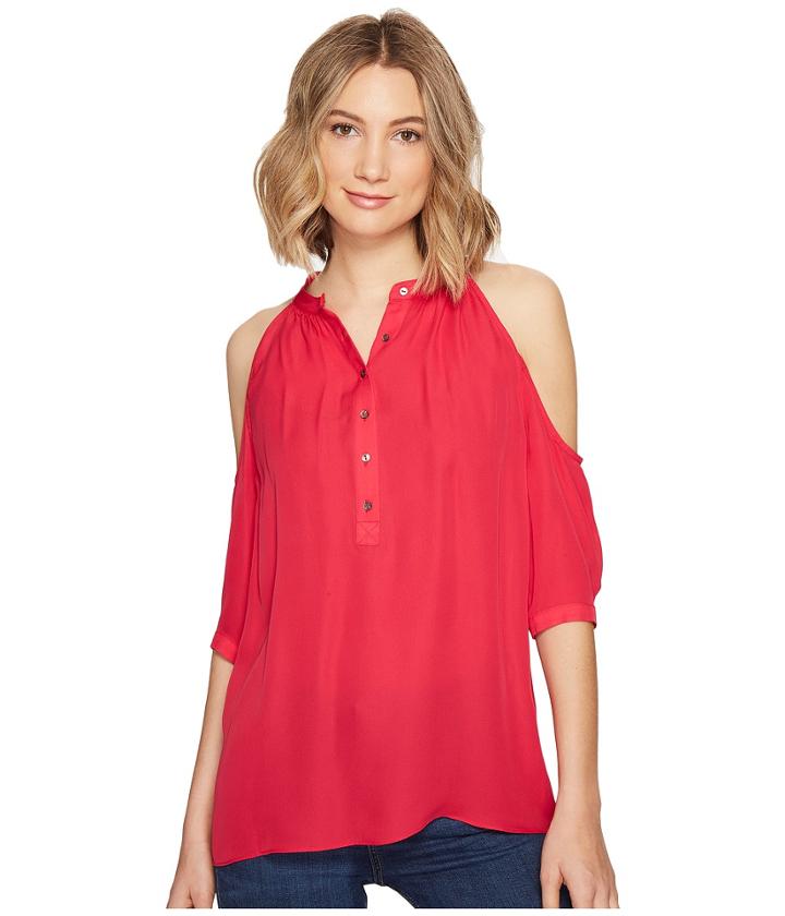 Nicole Miller - Silk Cold Shoulder Blouse