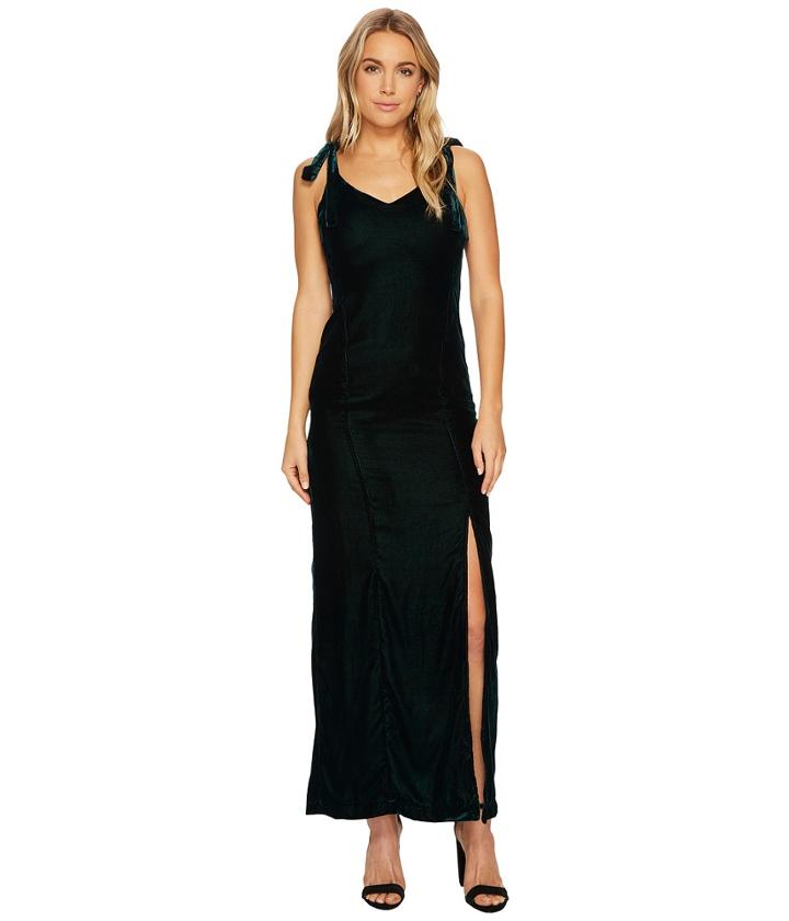 J.o.a. - Velvet Tie Shoulder Maxi Dress