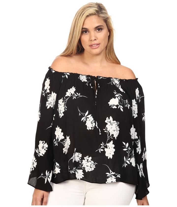 Christin Michaels - Plus Size Iris Off The Shoulder Top With Front Tie
