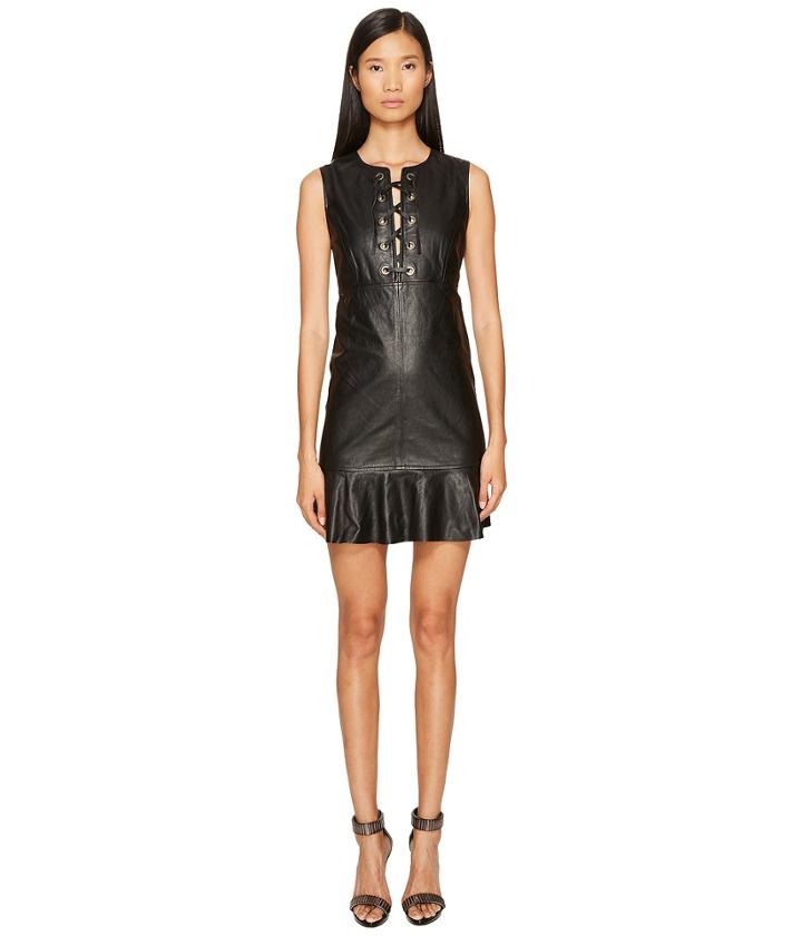 Just Cavalli - Sleeveless Tiefront Leather Dress