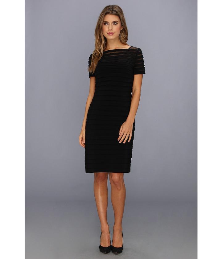 Adrianna Papell Partial Tuck Dress W/ Short Sleeve
