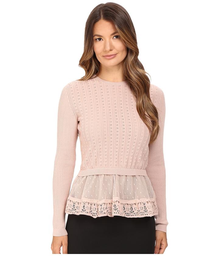 Red Valentino - Cotton Yarn Lingerie Stiching Point D'esprit Sweater