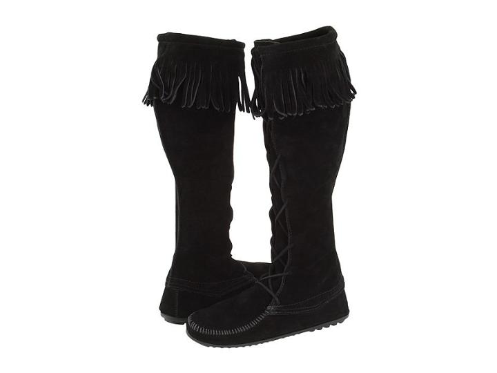 Minnetonka Front Lace Hardsole Knee-hi Boot
