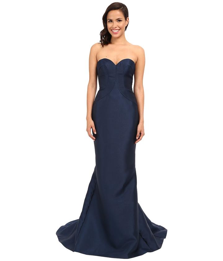 Faviana - Strapless Sweetheart Satin Fit Flare Gown W/ Panel Detailing 7753