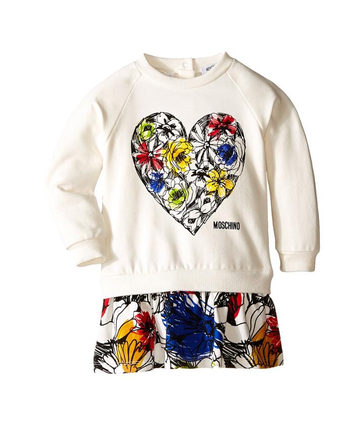 Moschino Kids - Dropwaist Sweatdress W/ Floral Flounce