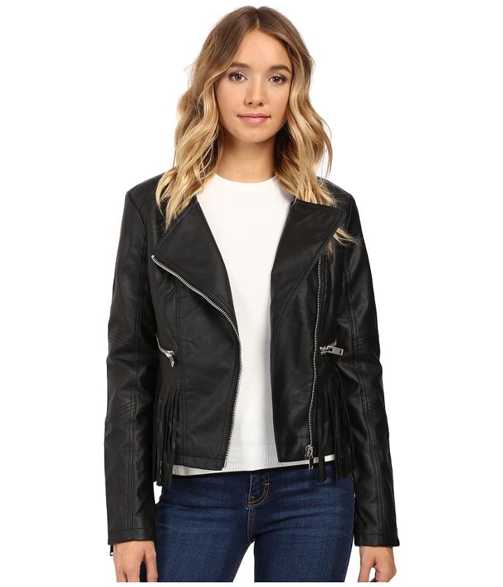Brigitte Bailey - Lowri Faux Leather Jacket With Fringe