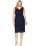 Adrianna Papell - Plus Size Vintage Stripe Lace Sheath