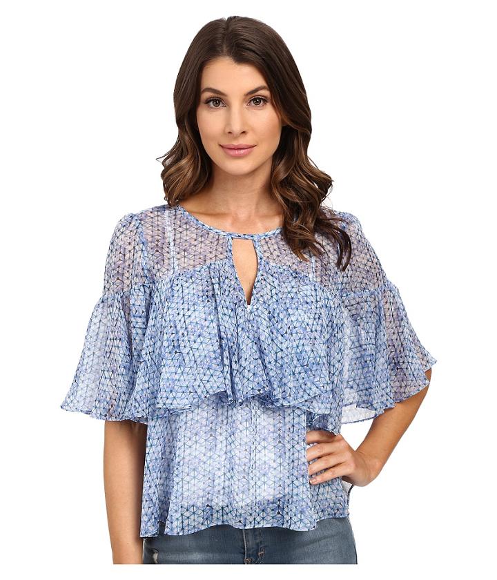 Rebecca Taylor - Short Sleeve Shibori Ruffle Top