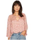 Lucky Brand - Ditzy Lace Mix Peasant Top