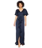 Adrianna Papell - Stretch Satin Chiffon Flutter Sleeve Gown