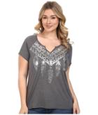 Roper - Plus Size 0428 Heather Jersey Split Neck Tee
