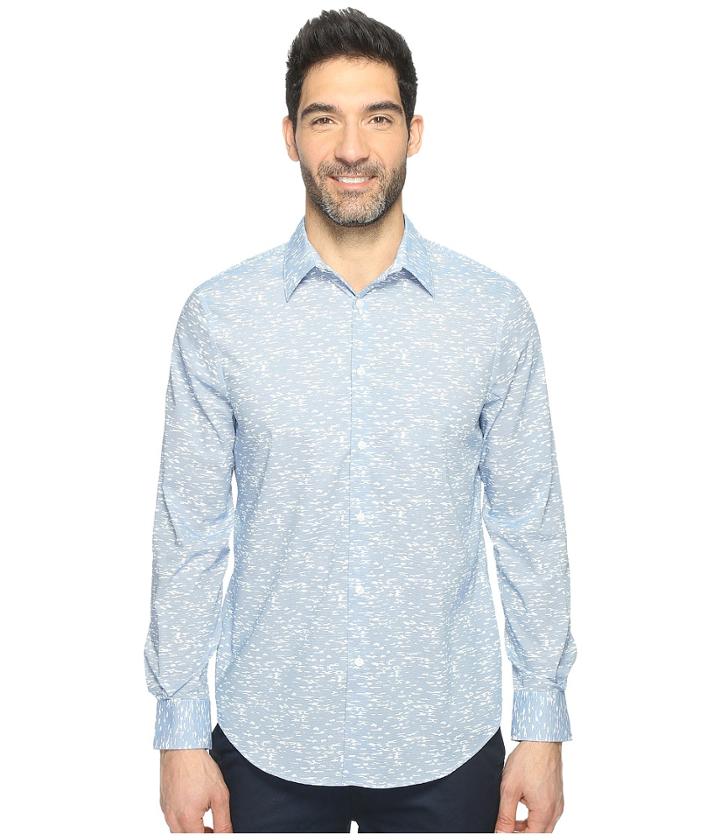Perry Ellis - Long Sleeve Graphic Linear Print Shirt