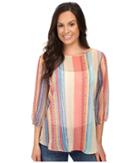 Stetson - Aztec Stripe Chiffon 3/4 Sleeve Woven Top