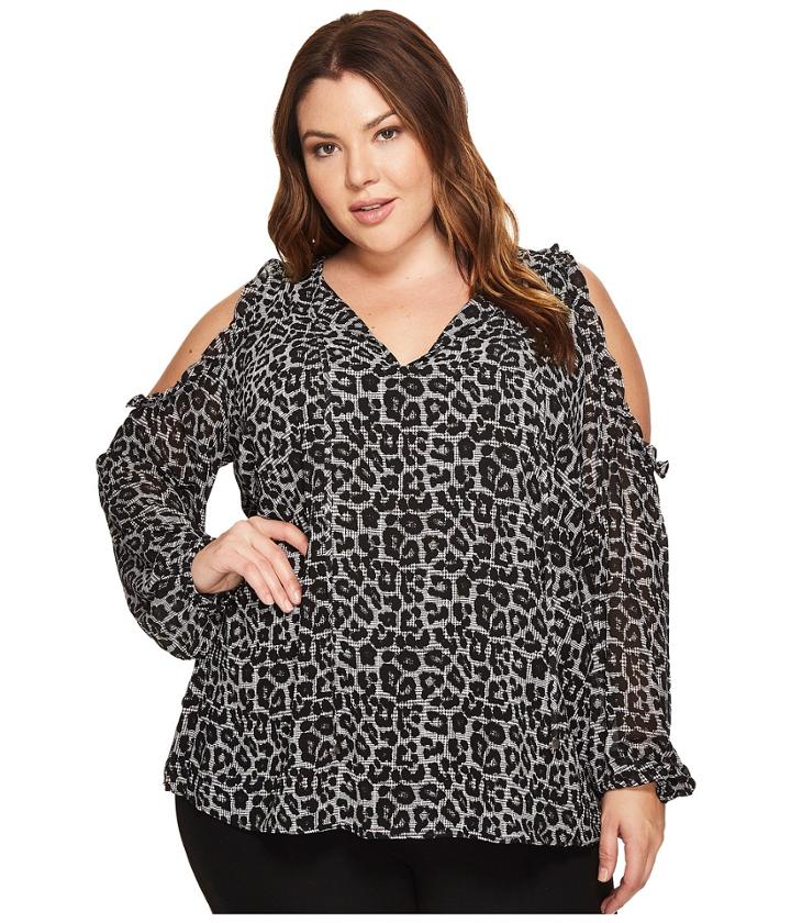 Michael Michael Kors - Plus Size Leopard Cold Shoulder Top