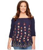 Lucky Brand - Plus Size Embroidered Off Shoulder Top