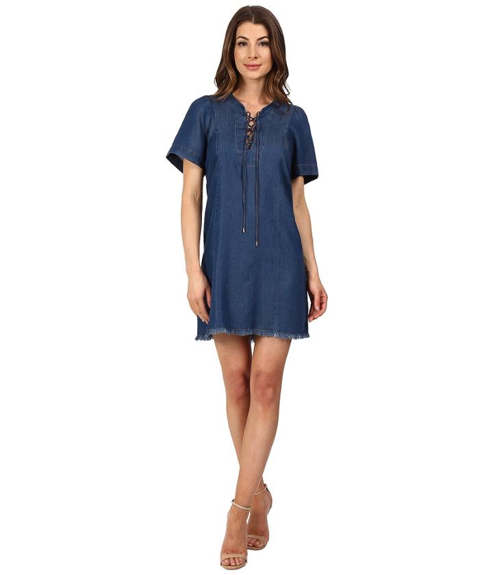 7 For All Mankind - Lace-up Denim Dress
