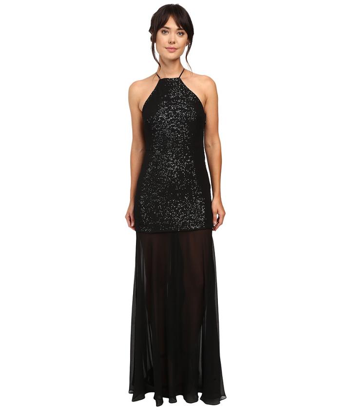 Halston Heritage - Halter Sequin High-low Gown