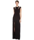 Halston Heritage - Sleeveless Cold Shoulder Round Neck Crepe Gown