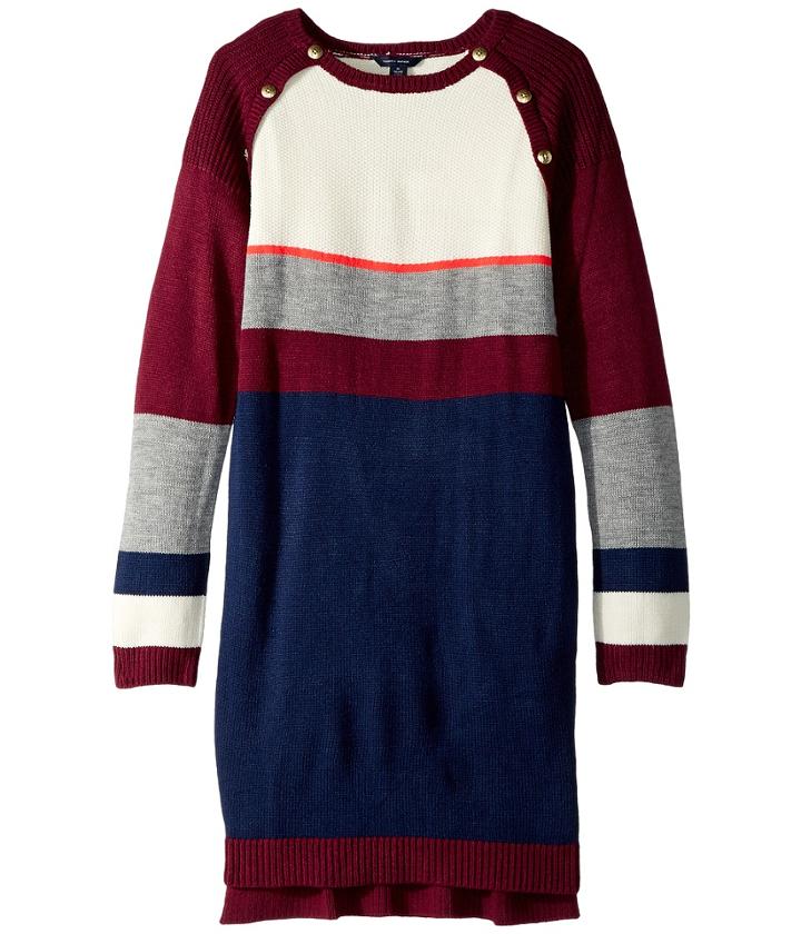 Tommy Hilfiger Kids - Yarn-dye Raglan Button Sweater Dress