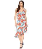 Maggy London - Sketch Poppy Printed Jersey Side Ruched Dress