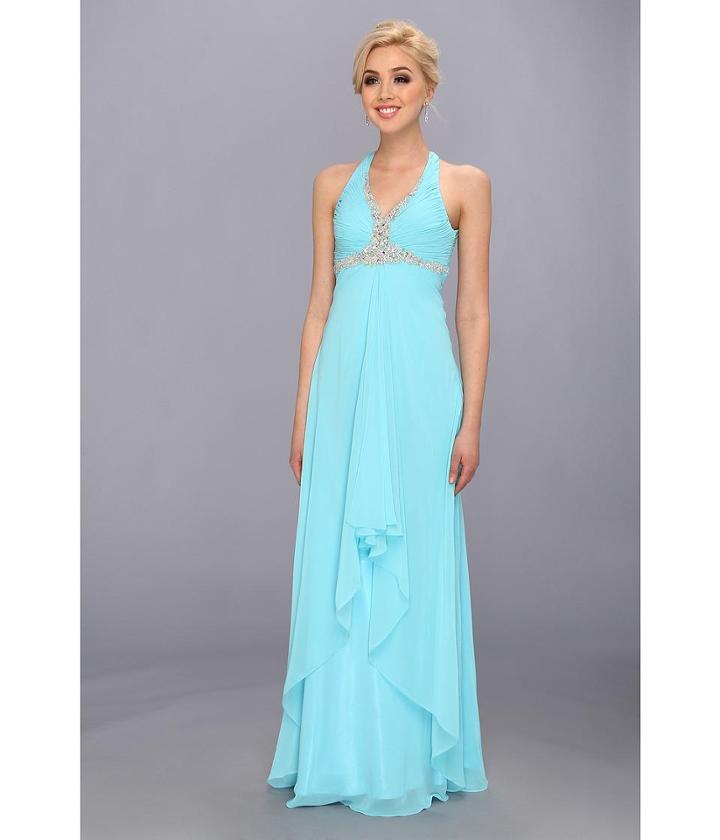 Faviana Beaded Cross Back Chiffon Dress 6916
